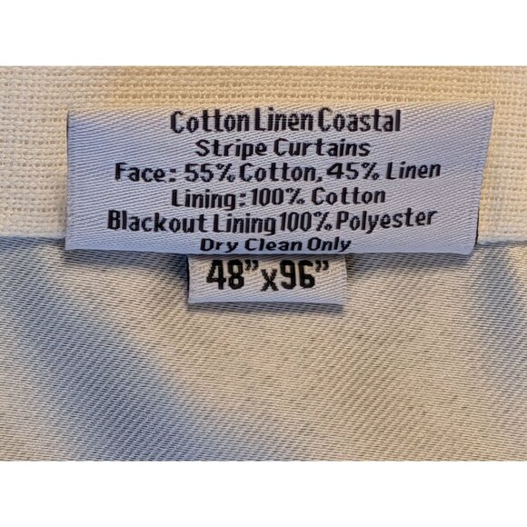 Quince Coastal Stripe Linen Cotton Room Darkening Curtain 48x96 - 2 Panels - Picture 5 of 8